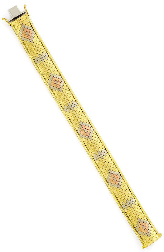 Foto 4 - Backstein Fischgrät Armband, Rotgold-Gelbgold-Weißgold, K2338