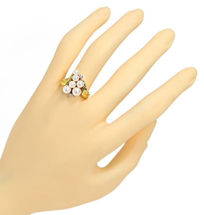 Foto 4 - Wundervoller dekorativer Perlen Diamanten-Ring 14K Gold, R8972