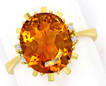 Foto 1 - Goldring mit Madeira Citrin und Diamanten, 14K Gelbgold, R9940