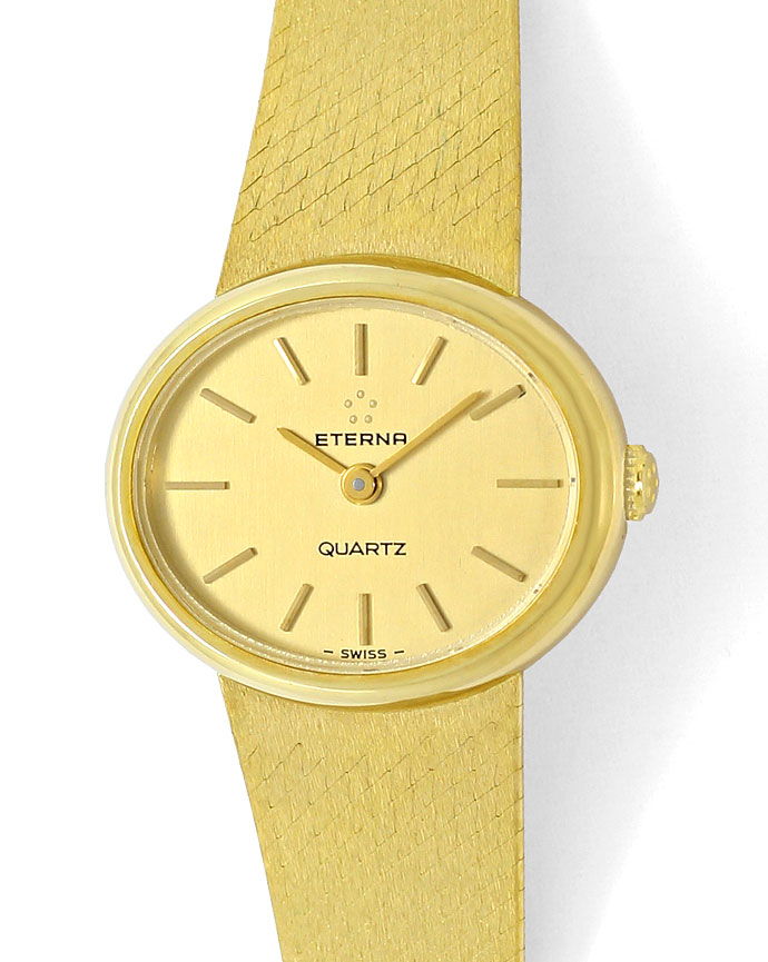Foto 2 - Eterna Damen Uhr Milanaise Armband, massiv 18K Gelbgold, U2264
